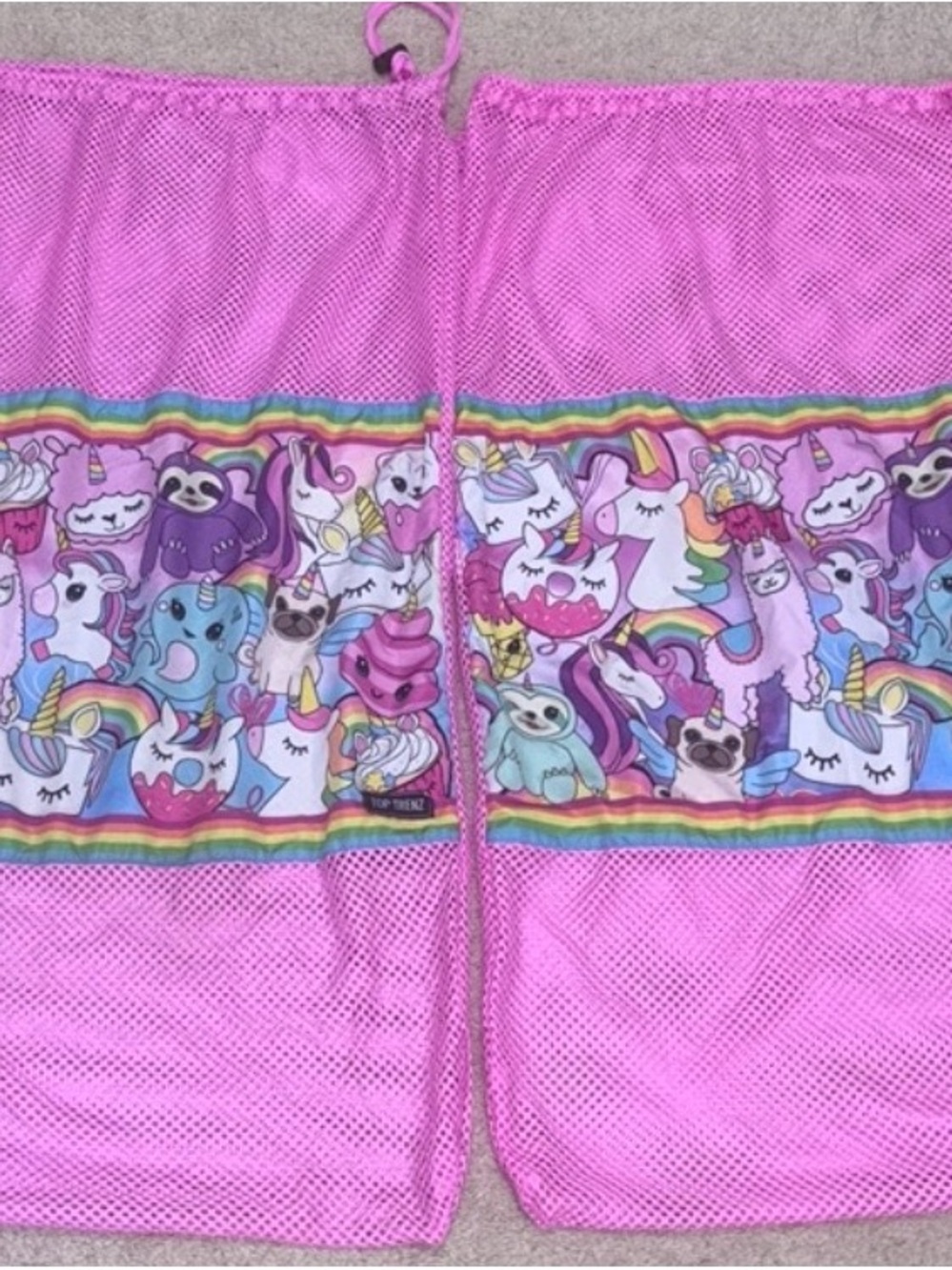 Top Trenz Mesh Laundry Bag Set of 2 Pink Unicorn Rainbow Camp Dorm Travel